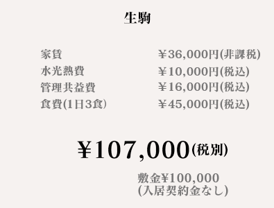生駒料金表